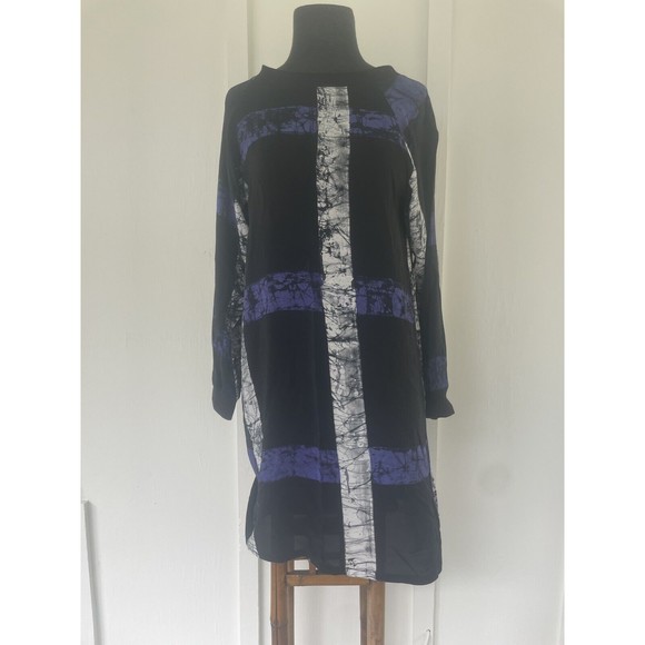 OSEI DURO Silk Dress Abstract Design Black Purple White size Small - Picture 1 of 8